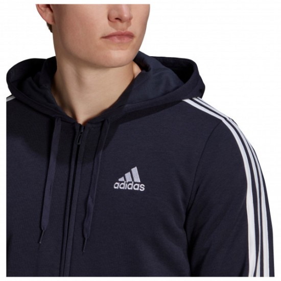 adidas Μπλε - Ανδρική Ζακέτα Essentials Fleece 3-Stripes Full-Zip